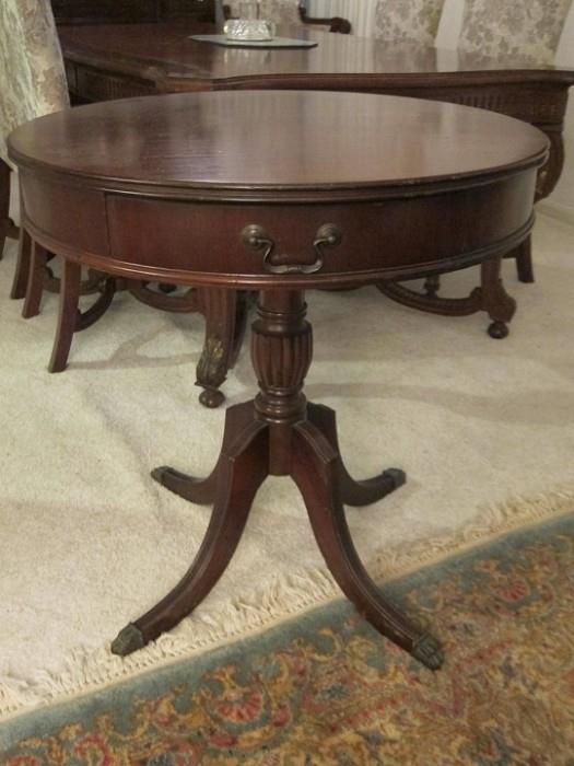Vintage Duncan Phyfe style mahogany drum table.
