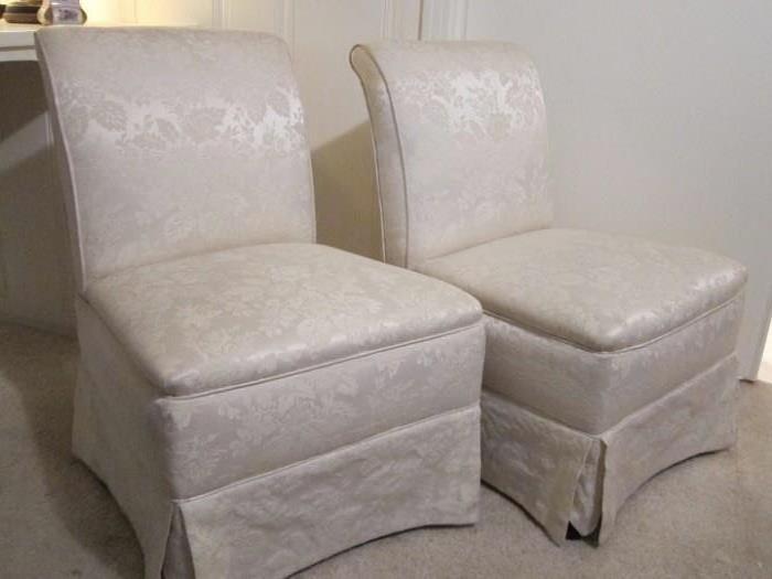 Late 19th to early 20th century upholstered settee with two matching side chairs.