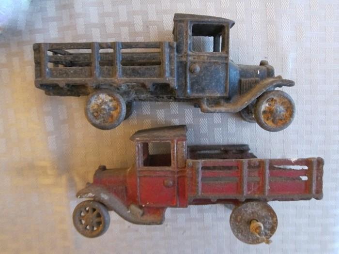 Circa 1915 cast iron toy trucks.