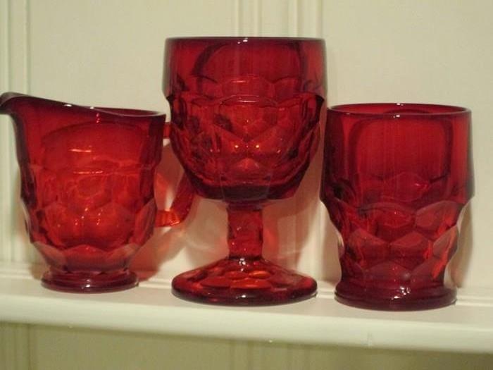 Large set of vintage Georgian Ruby glassware.