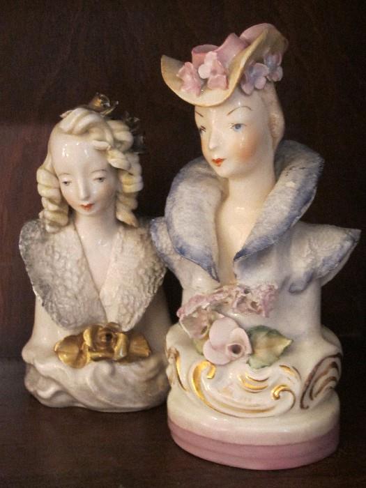 Cordey porcelain busts, circa 1940s.