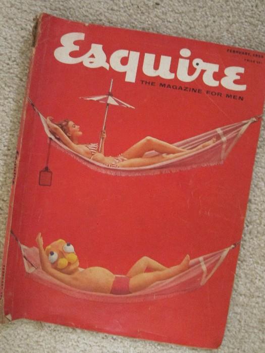 Collection of vintage magazines including this February 1955 edition of Esquire!