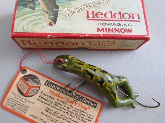 Heddon "Luny Frog" lure with original tag and box.