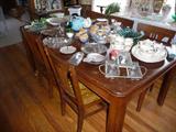 Dining Room Table & Glassware