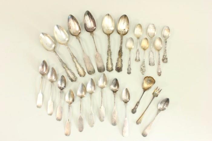 Lot #191 Lot of Coin and Sterling Silver Spoons