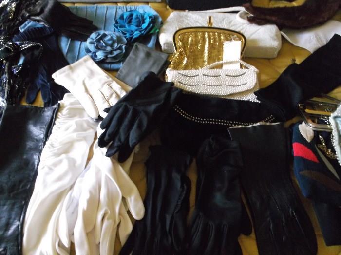 Vintage gloves and handbags