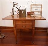 Drop leaf side table and collectibles
