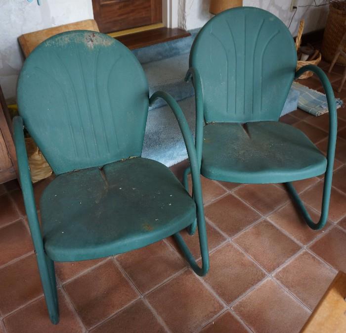Retro metal lawn chairs