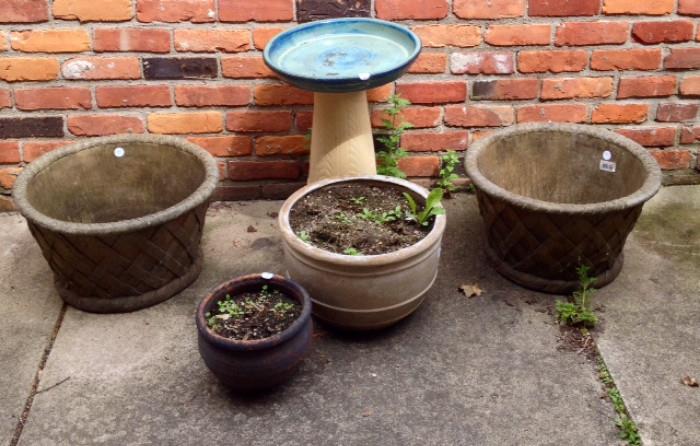 Bird Bath, Garden Pots