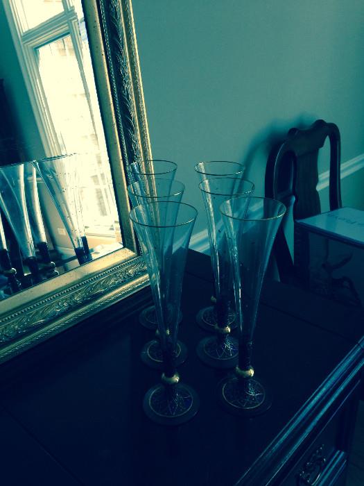 Hand painted champagne flutes