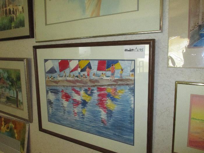 Very Nice Sail Boating Water Color By Barbara