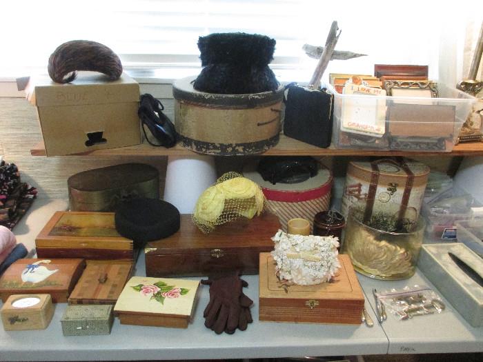 Vintage Hats, Boxes, Purses and More.