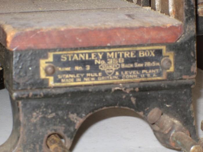 Vintage Tool:   Stanley Mitre Box #358 Frame  #3 (1909-1912) with H Disston & sons Back saw 28”x5”