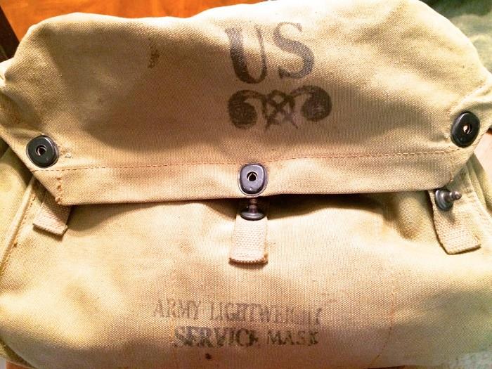 Vintage army service-mask bag