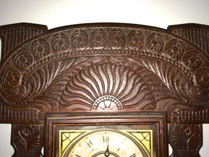 Close-up of top of mantle clock