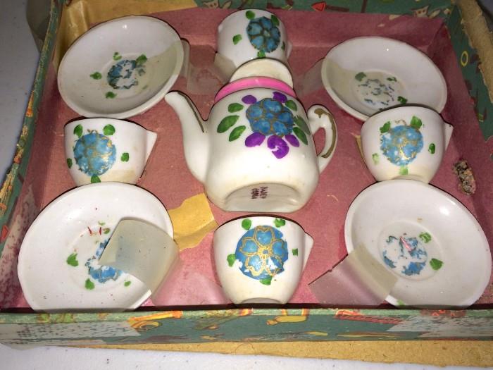 Another painted tea set in original box, marked Japan