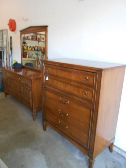 quality Dresser with mirror and highboy chest of drawers