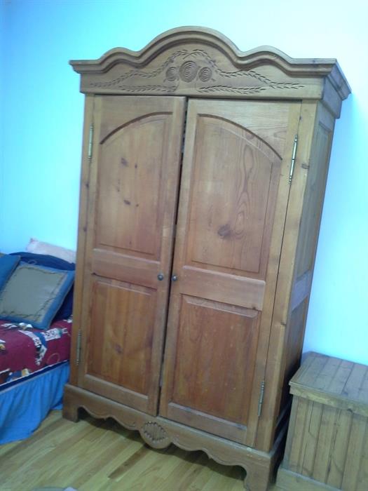 HAND CARVED SOLID WOOD TV ARMOIRE