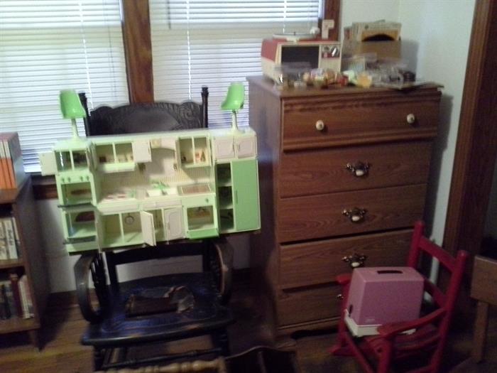 Toys, rocking chair child's sewing machine