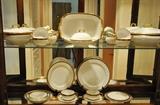 Very fine set of Vignaud Limoges china in the Seville pattern - it is a service for 12 with 11 piece place settings and  wonderful serving pieces.  Decorated in cobalt and gold.