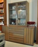 Midcentury  modern Sligh Furniture buffet with china top - line is Cross Country, finish is driftwood, condition is unbelievable.  Purchased in Amarillo in 1950 by the parents of the current owner.