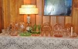A tale of Depression Glass in pink, green and ice  blue