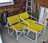 Folding chairs and foot stool by Brown Jordan - very, very comfortable