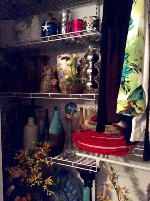 Assorted Candlestick Holders, Vases, Silks
