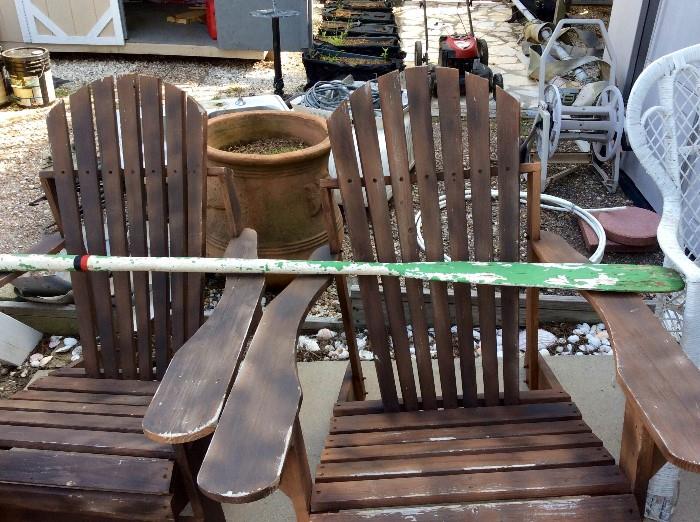  Hardwood Adirondack Chairs, Boat Oar