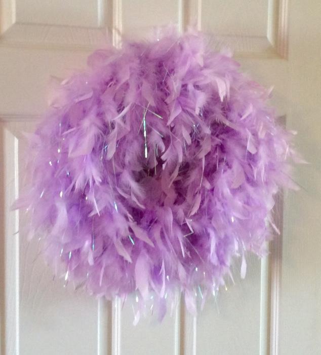 Wreath made from a Purple Boa