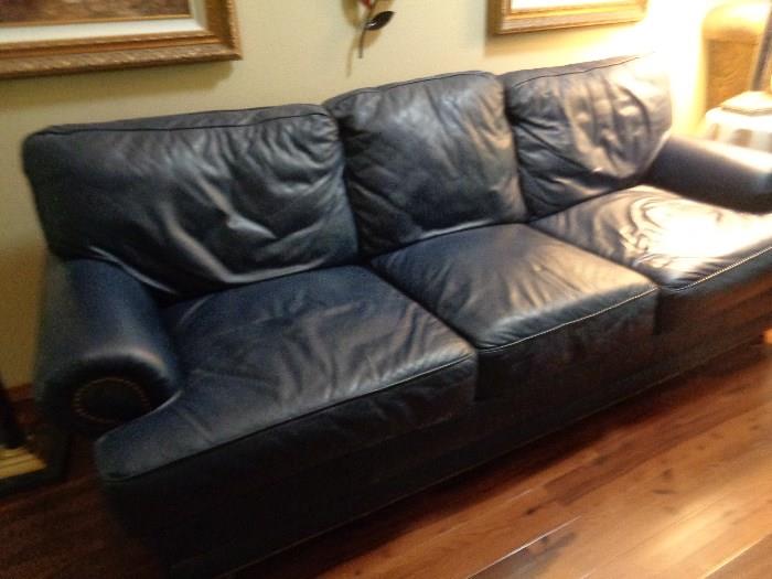 dark blue leather sofa