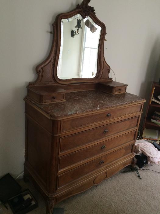 French Marble Top Vanity Dresser...