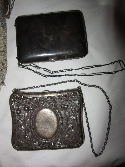 Sterling Dance card purse and sterling compact