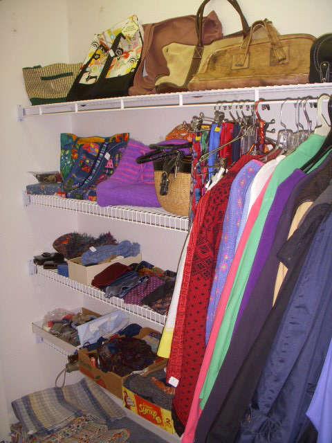Clothing, purses, ties (for quilt material), scarves, etc.  One purse is Coach