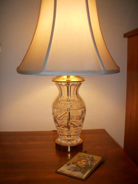 Cut glass table lamp, no signature found
