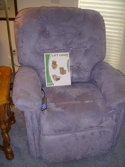 One of two matching "Pride" lift chair/recliners.  Almost new