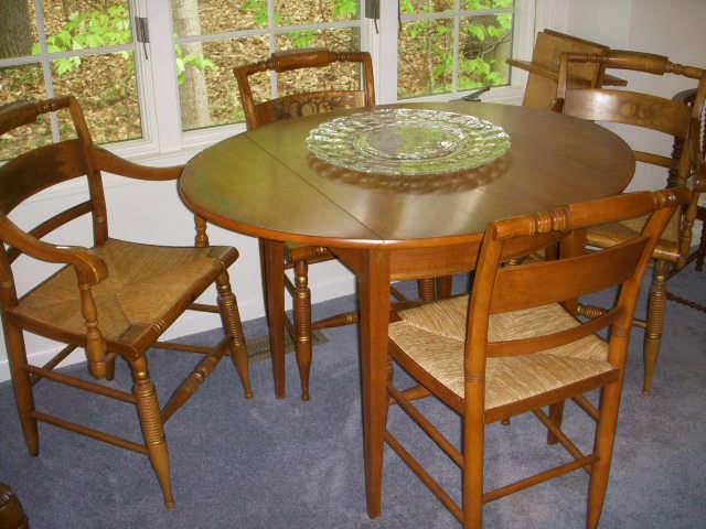 Hitchcock chairs with drop-leaf table