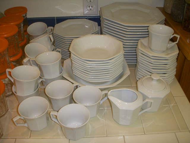 Set of white dishes for 12+