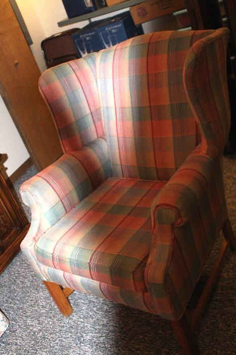 plaid wing chair.  Looks better in person than this photo!