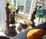 Czech glass tree, Bradley and Hubbard letter holder, Moreau figures