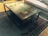 Antique Chinese box encased in glass coffee table