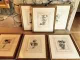Six gorgeous botanicals framed with French mats