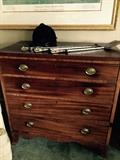 Antique mahogany chest of drawers with inlay trim