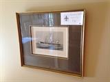 one of several maritime engravings, pencil drawings and oils