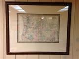 Framed vintage map of Washington State