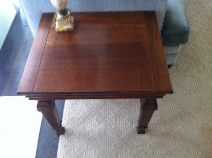 One of the matching end tables close up