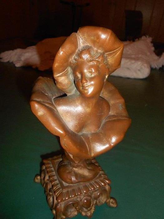 ANTIQUE  FRENCH SPELTER BUST C.1900   JUNE LADY