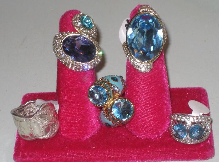 Fun Sterling silver rings with Swarovski crystals