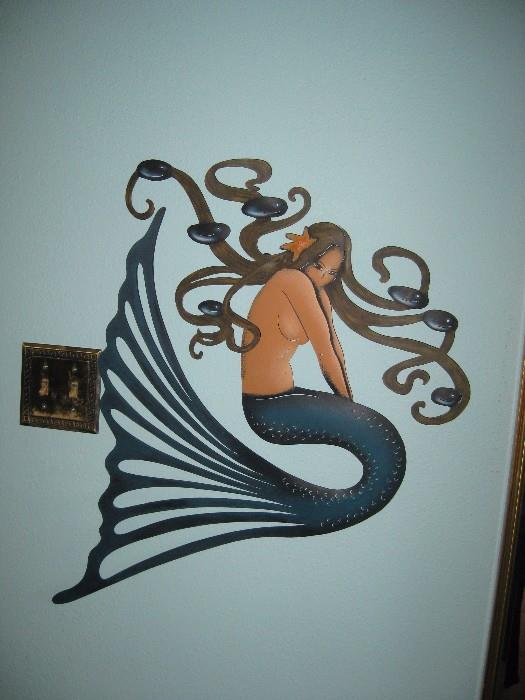 Metal Mermaid sculpture