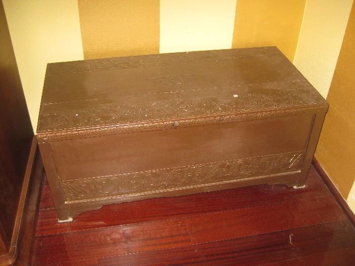 small ornate cedar chest